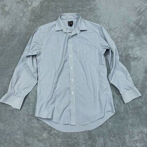 Jos. A. Bank Slim Fit Traveler Shirt 15 1/2-32 Checkered Cotton a1123